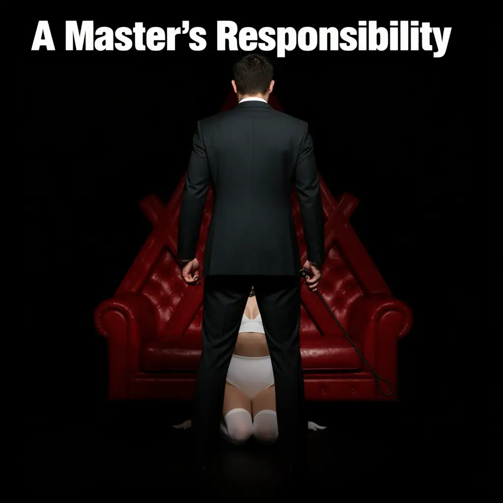 BDSM Domination | Leadership, Authority, and the Path of Domination 7 A BDSM Master standing in composed authority before a kneeling submissive, symbolising responsibility, leadership, and ethical power exchange within the BDSM lifestyle.